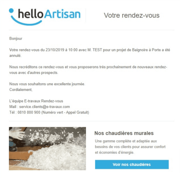 Display sur projet de chantier Hello Artisan